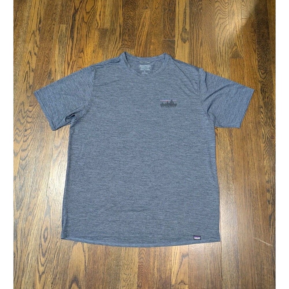 Patagonia Capilene Cool Daily Graphic Tee Shirt Men's Large Blue Short Sleeve